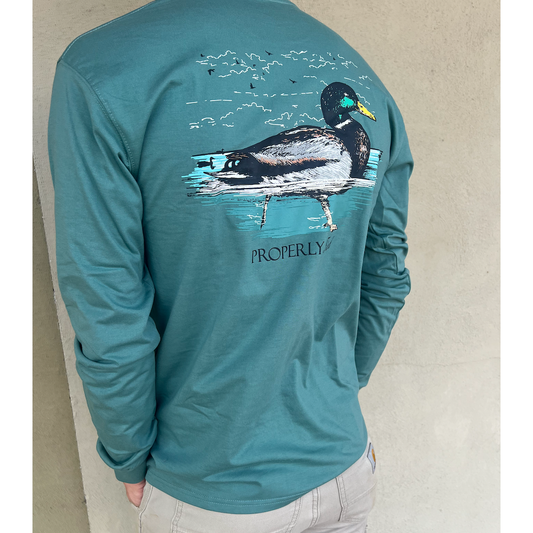 Properly Tied Swimming Mallard Long Sleeve T Shirt